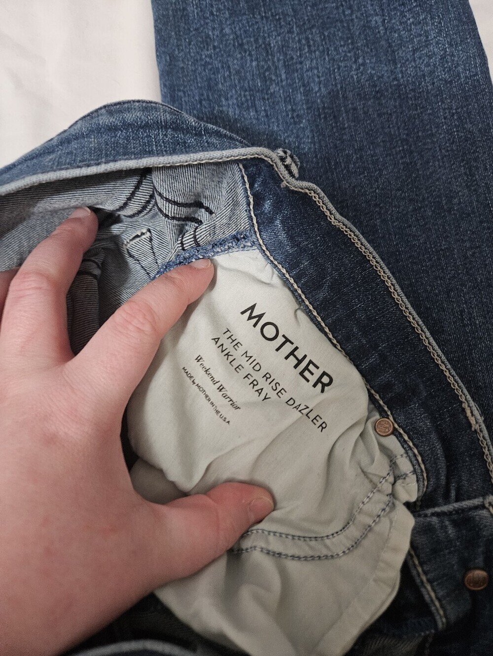 Mother The Mid Rise Dazzler Ankle Fray Cropped Jeans Size 28! - Picture 7 of 11